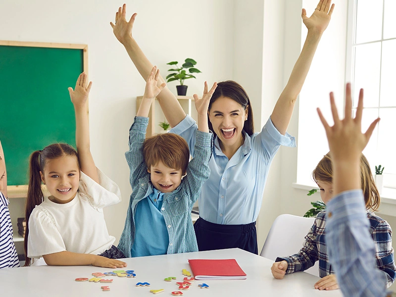 Enseignante dans sa classe
